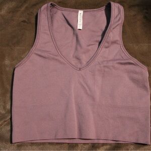Athleta Purple Ribbed V-Neck Crop Tank